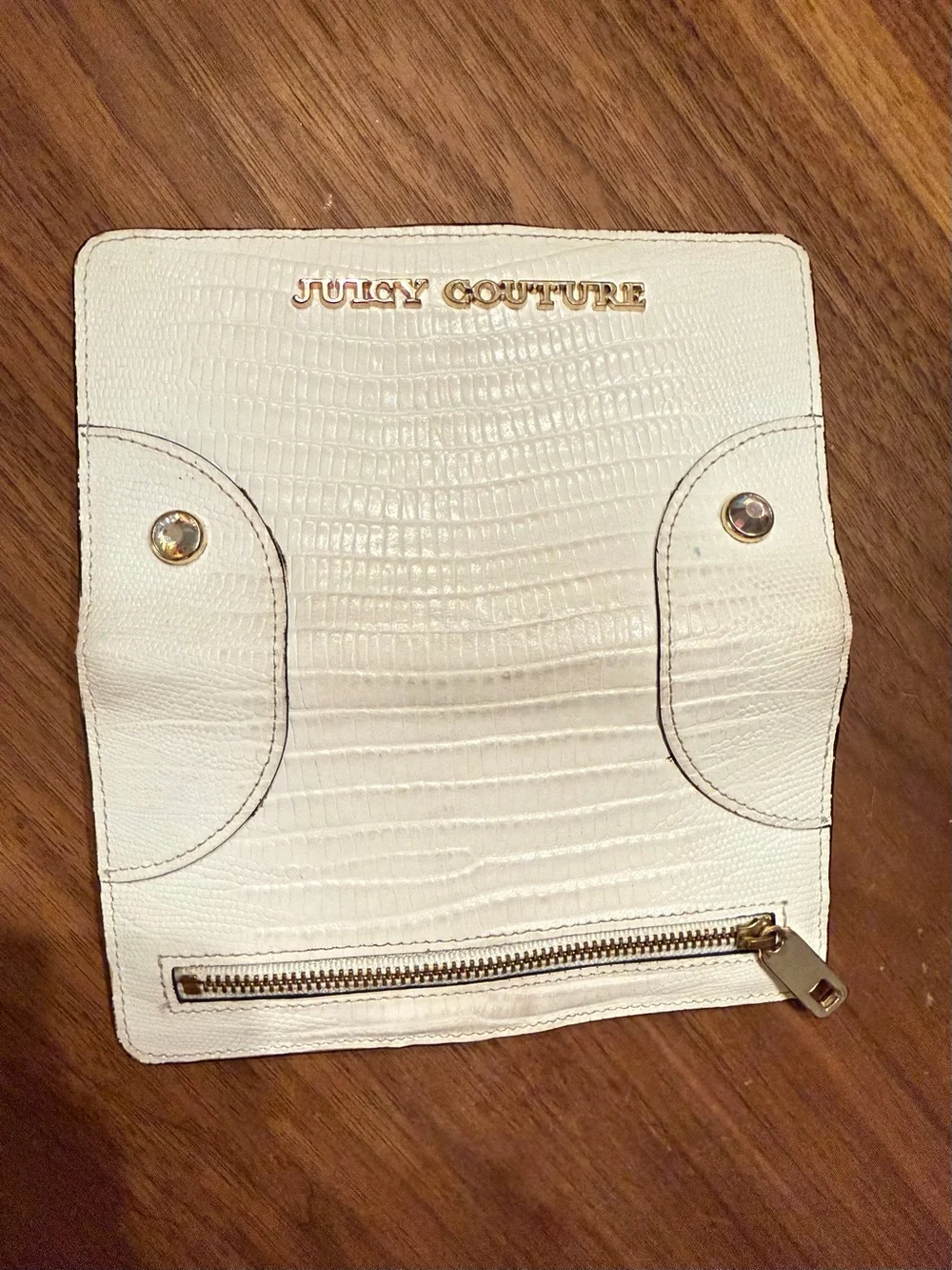 Juicy Couture Leather Croc-Embossed Wallet with Gold Logo